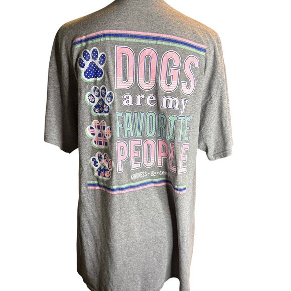 Kindness & Confetti "Dogs Are My Favorite People" Graphic Tee, Gray, Size Large - Picture 3 of 5